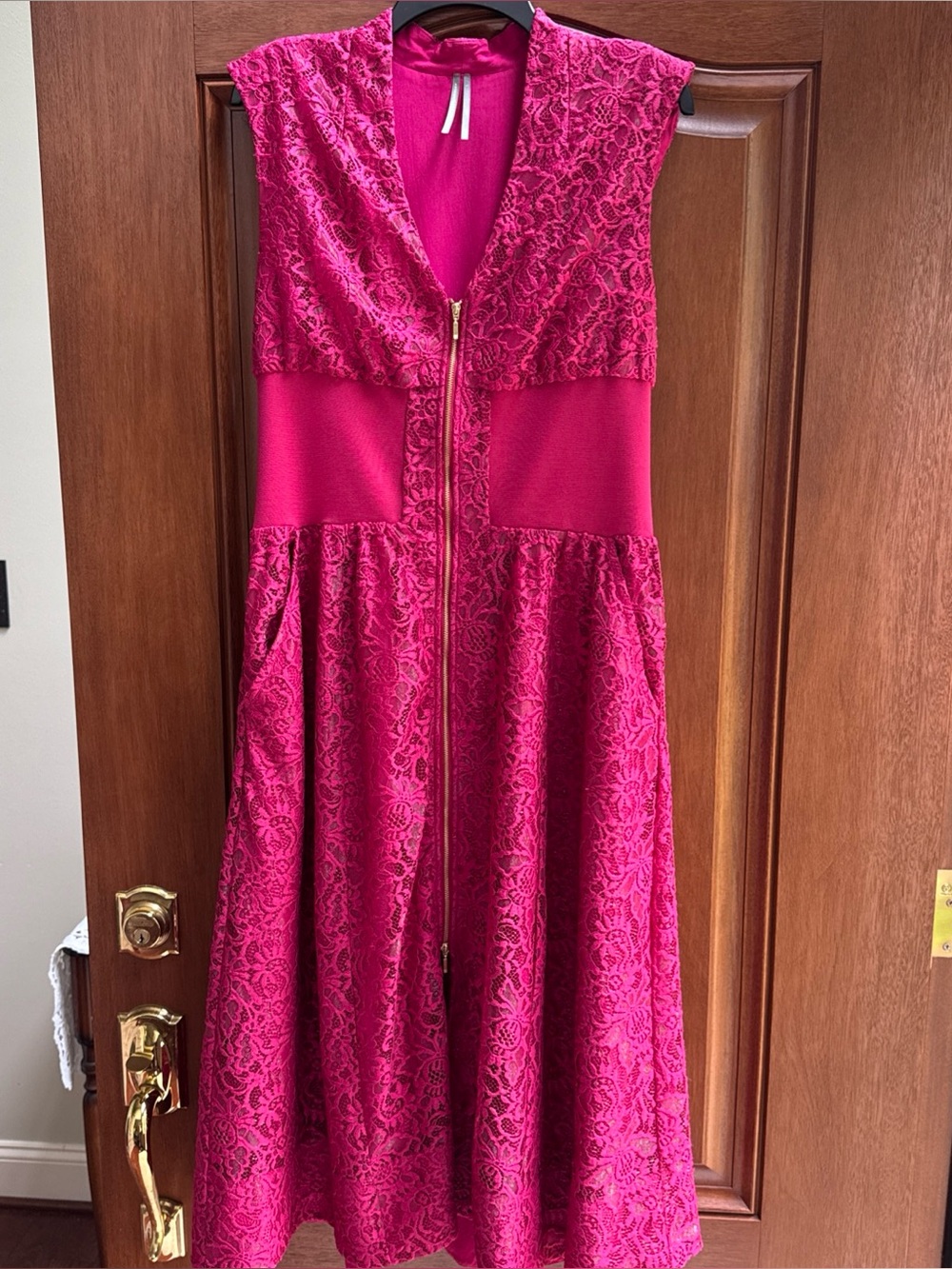 Anthropologie Tommie Lace Shirt Dress Zipper Front Raspberry